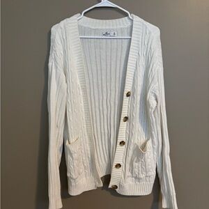 Hollister Cream Cable Knit Long Cardigan